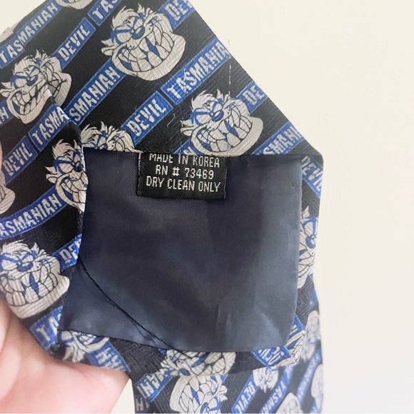 Tasmanian Devil Black Blue Graphic Tie 100% Polyester Men’s One Size - Picture 3 of 5